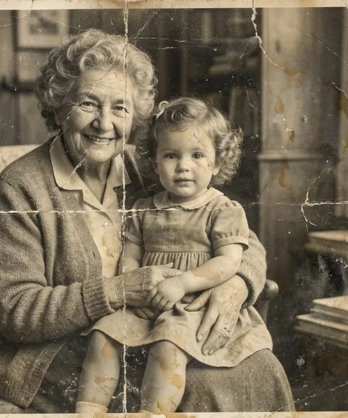 Old photo before AI restoration